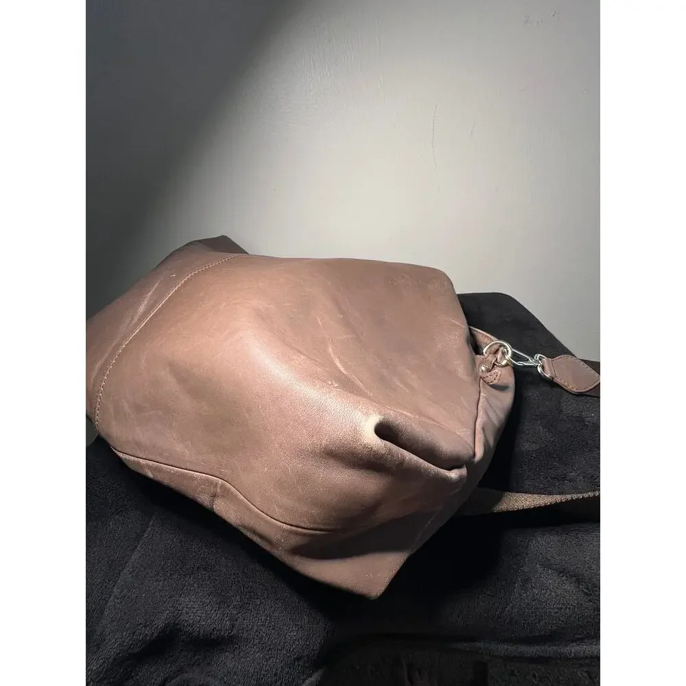 Furla Italian Leather Slouch Hobo Shoulder Crossbody Bag Taupe Large